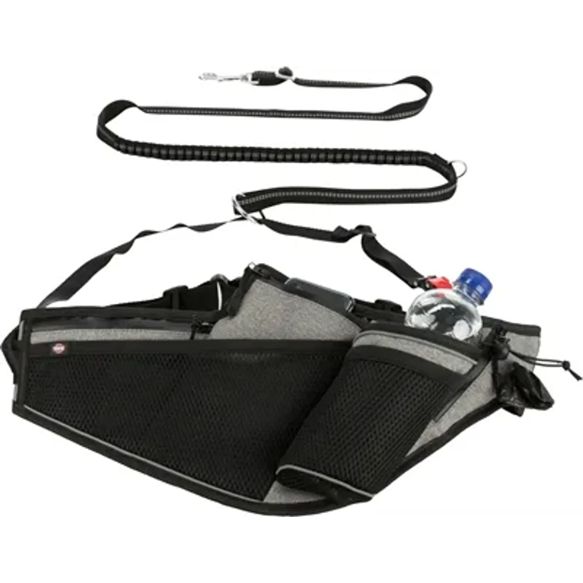 TRIXIE JOGGINGRIEM MET LIJN GRIJS / ZWART 115-150X2 CM / 70-130X23 CM