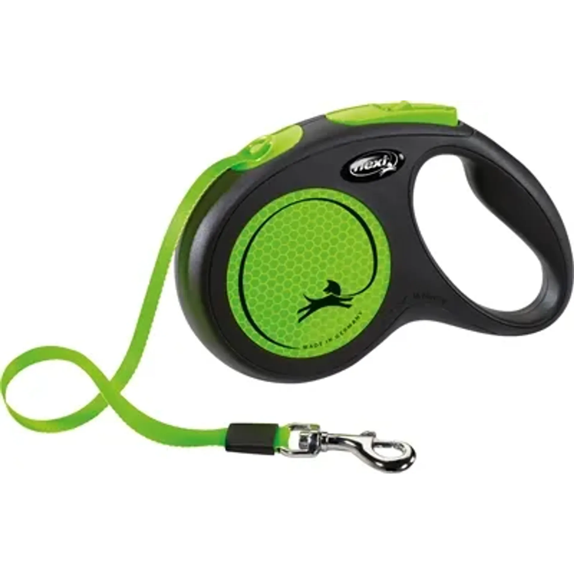 FLEXI ROLLIJN NEW CLASSIC NEON TAPE ZWART / GROEN M 5 MTR TOT 25 KG