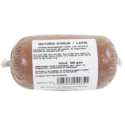 NATURIS KONIJN / KALKOEN 500 GR NATURIS KONIJN / KALKOEN 500 GR