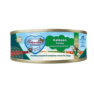 RENSKE HOND VERS VLEES KALKOEN GRAANVRIJ 24X95 GR RENSKE HOND VERS VLEES KALKOEN GRAANVRIJ 24X95 GR