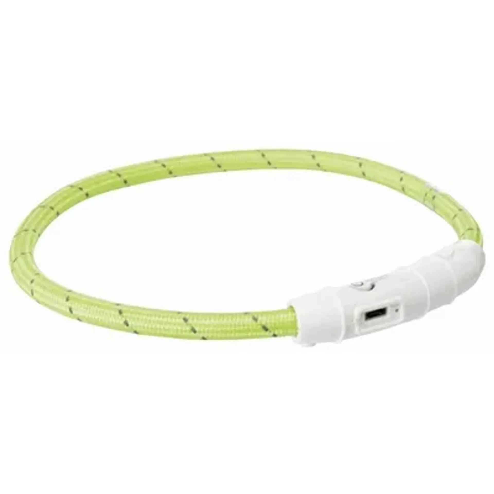 TRIXIE LICHTGEVENDE HALSBAND HOND FLASH USB TPU / NYLON GROEN 45X0,7 CM