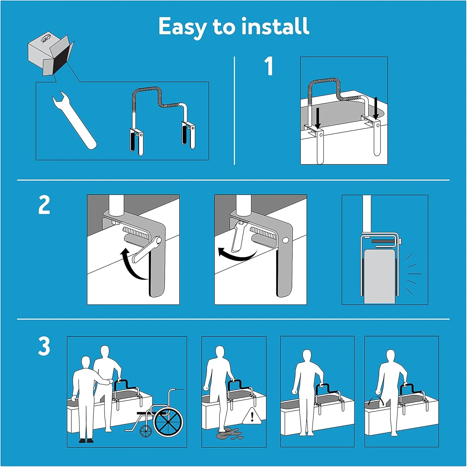 Carex Tri-Grip Bathtub Rail - Safety and Stability for Your Bathtub - Image 4