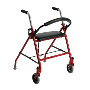 Drive Medical Two Wheeled Walker with Seat, Red Drive Medical Two Wheeled Walker with Seat, Red