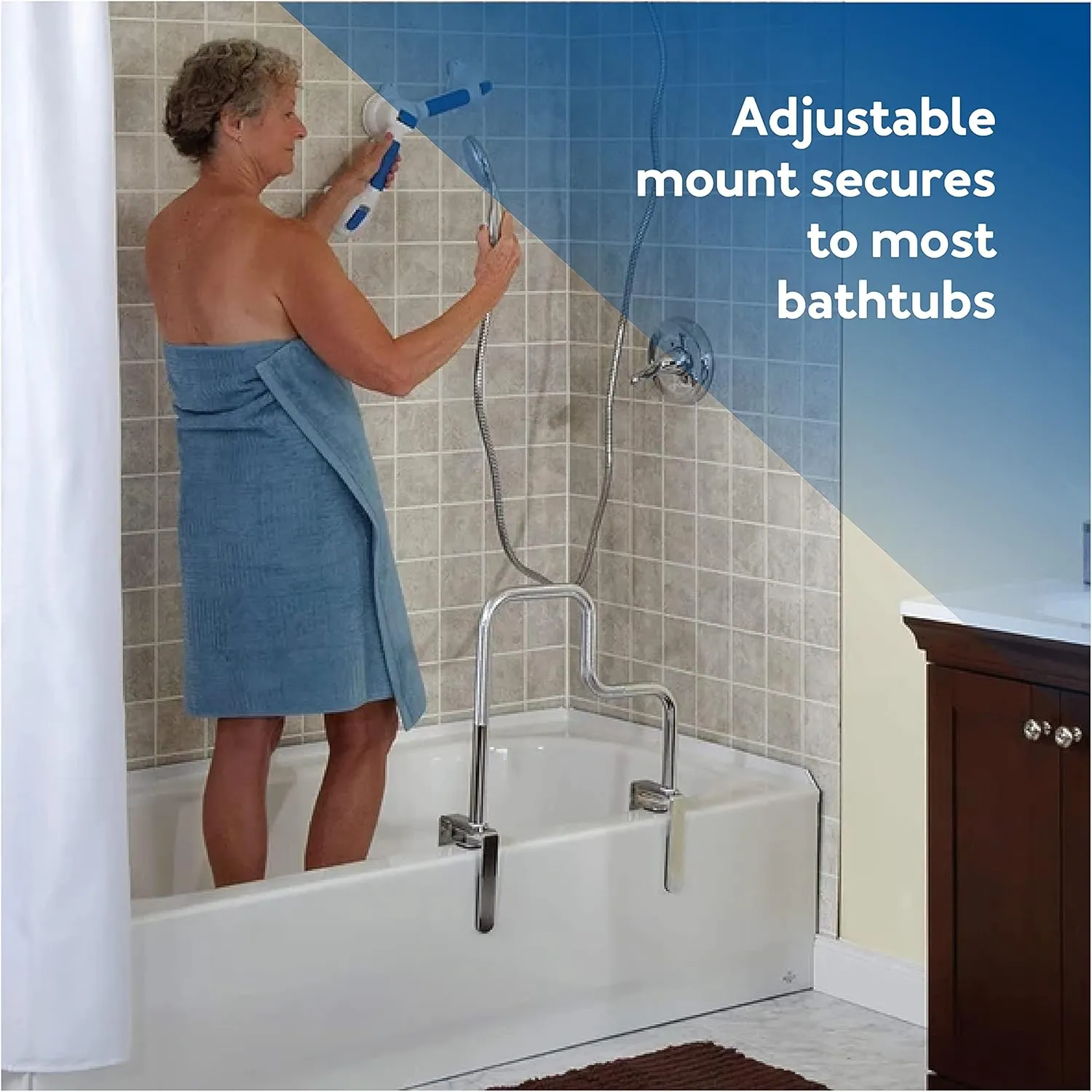 Carex Tri-Grip Bathtub Rail - Safety and Stability for Your Bathtub - Image 7