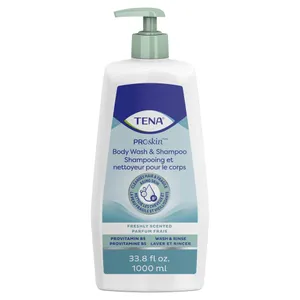 TENA Unscented Shampoo and Body Wash, Pump Bottle, 1 Liter TENA Unscented Shampoo and Body Wash, Pump Bottle, 1 Liter