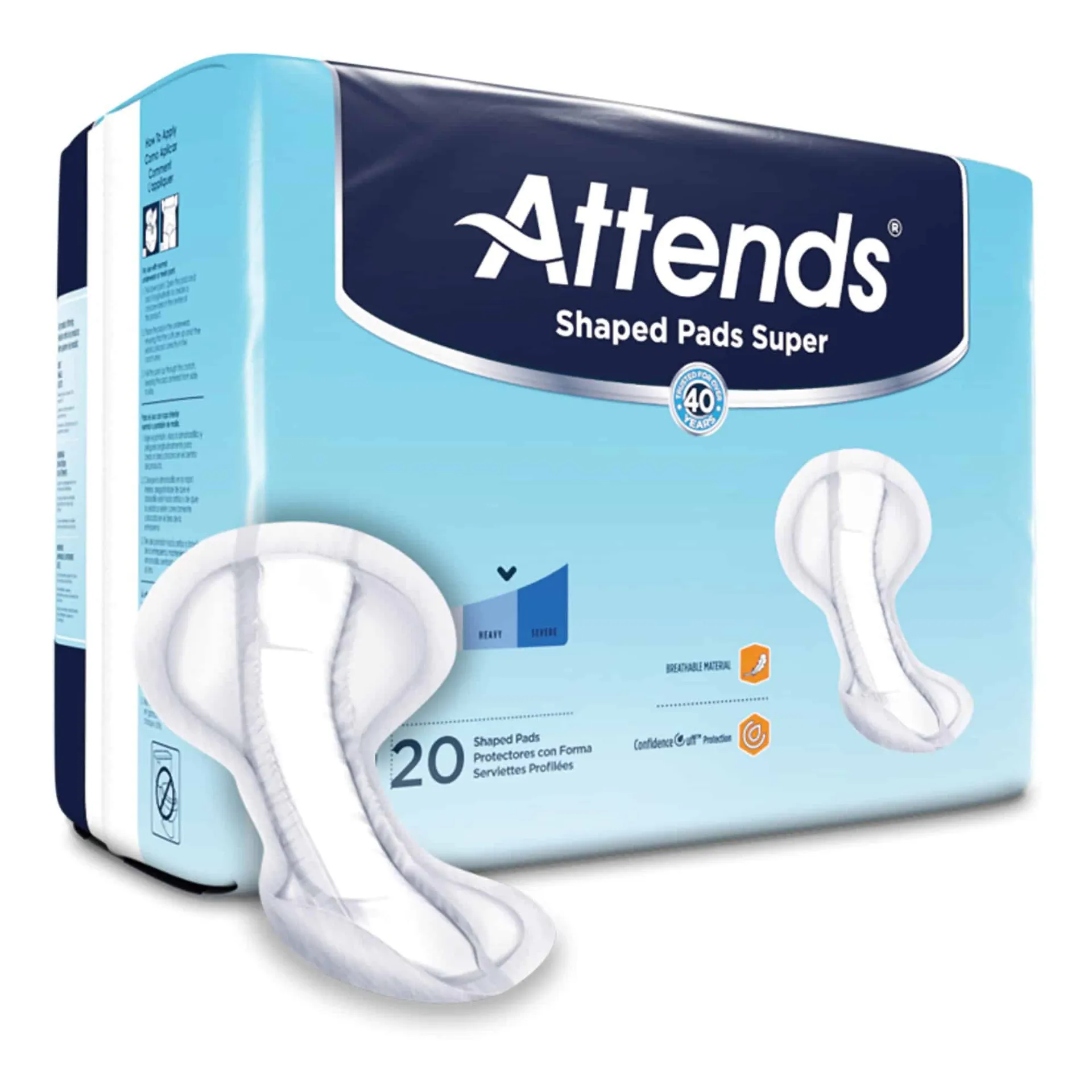 Attends Shaped Pads Plus, Heavy Absorbency Unisex Attends Shaped Pads Plus, Heavy Absorbency Unisex