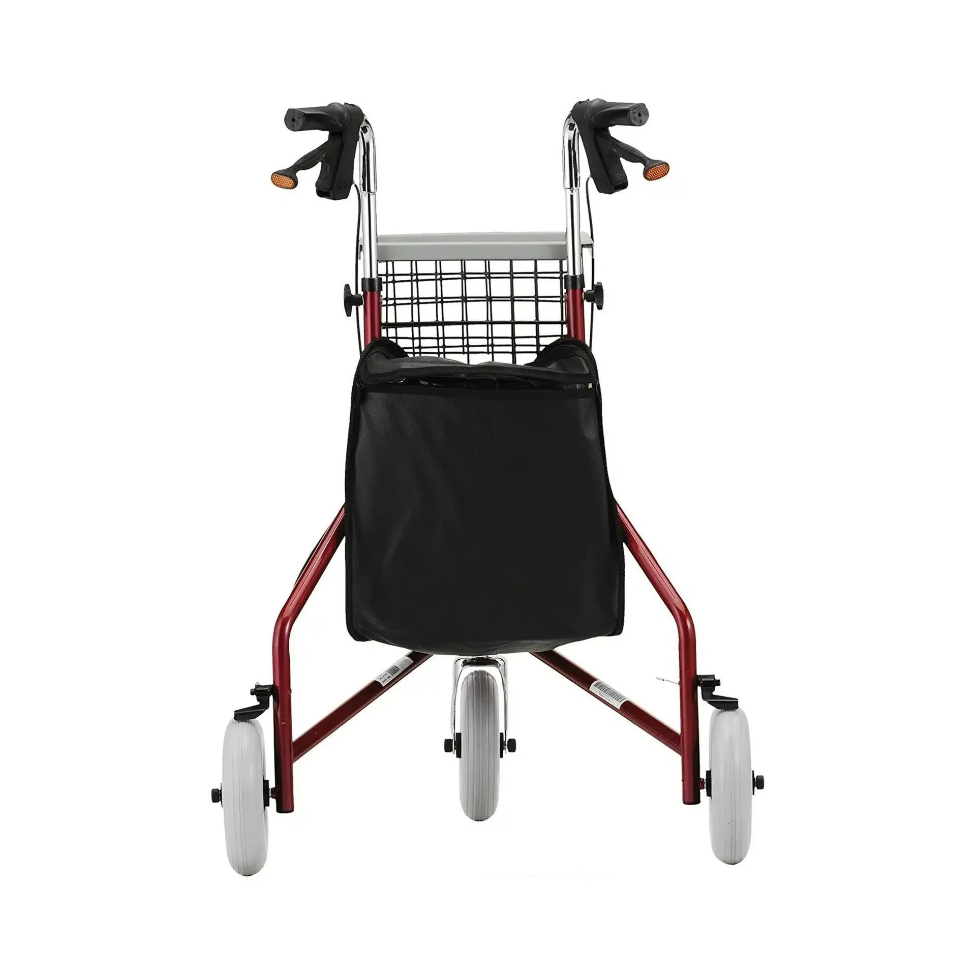 Nova Ortho-Med Traveler 3-Wheel Folding Rollator Adjustable Height Red - Image 2