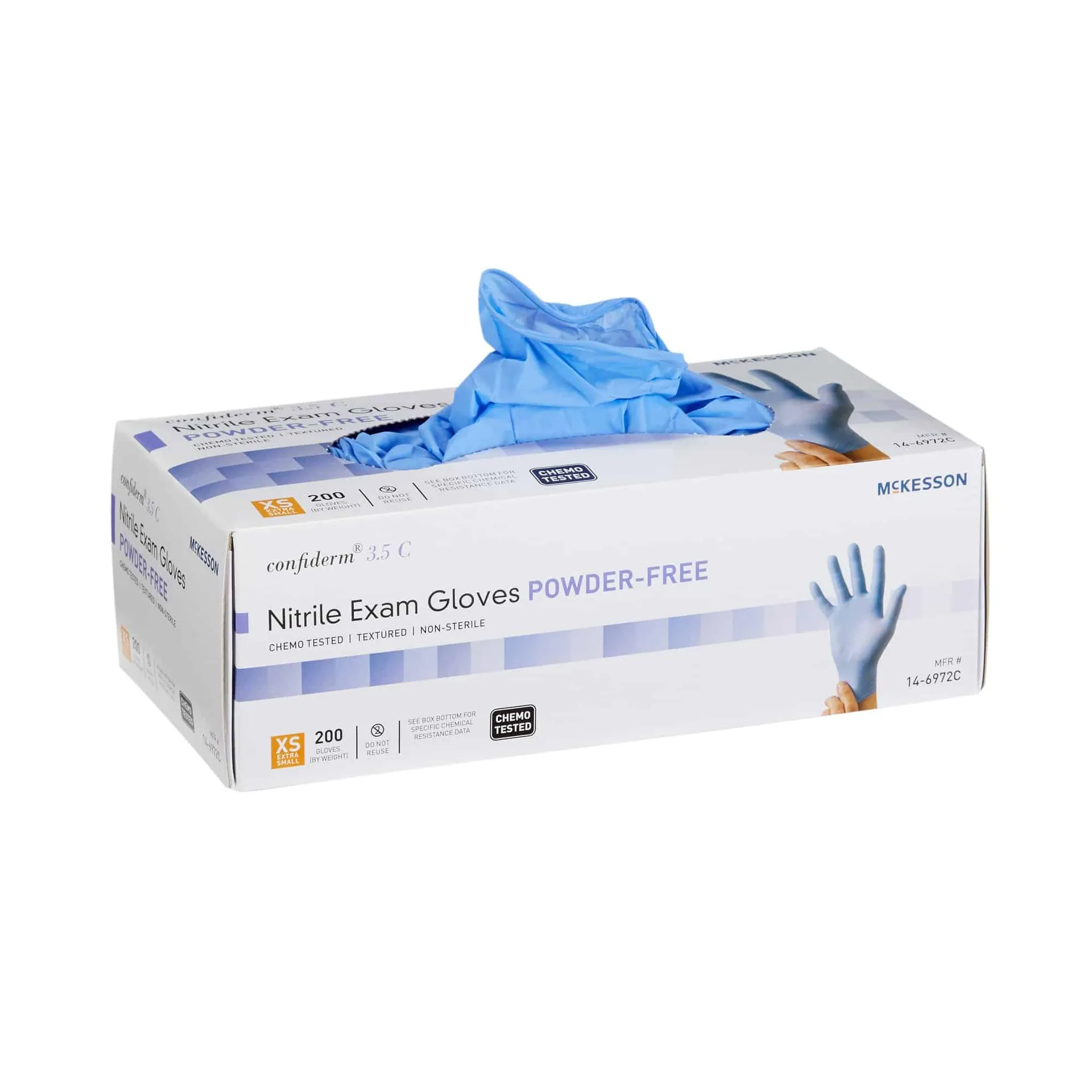 McKesson Blue Exam Glove Confiderm NonSterile Nitrile Standard Cuff Length With Textured Fingertips McKesson Blue Exam Glove Confiderm NonSterile Nitrile Standard Cuff Length With Textured Fingertips