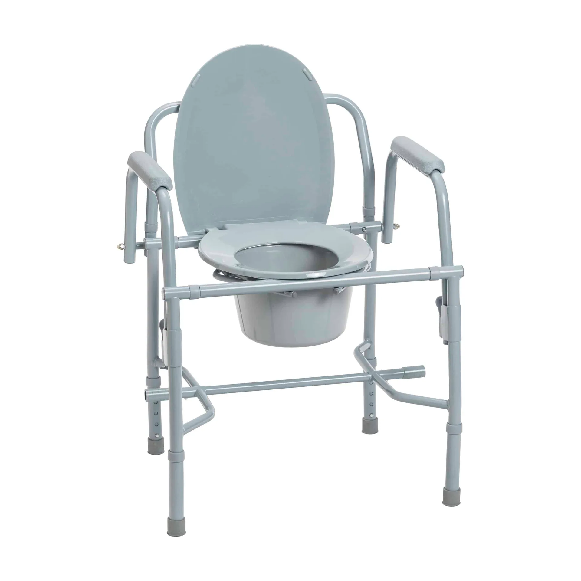 Drive Medical Steel Drop Arm Bedside Commode with Padded Arms Drive Medical Steel Drop Arm Bedside Commode with Padded Arms
