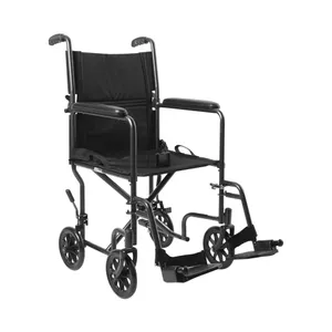 McKesson Lightweight Transport Chair, Fixed Height Padded Arm Black Upholstery with Silver Vein Finish McKesson Lightweight Transport Chair, Fixed Height Padded Arm Black Upholstery with Silver Vein Finish