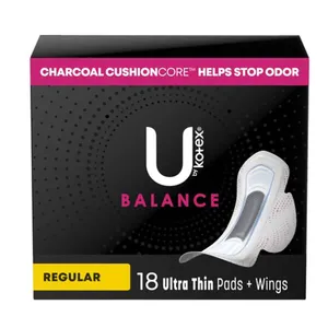 Feminine Pad U by Kotex Balance Ultra Thin with Wings Regular Absorbency Feminine Pad U by Kotex Balance Ultra Thin with Wings Regular Absorbency