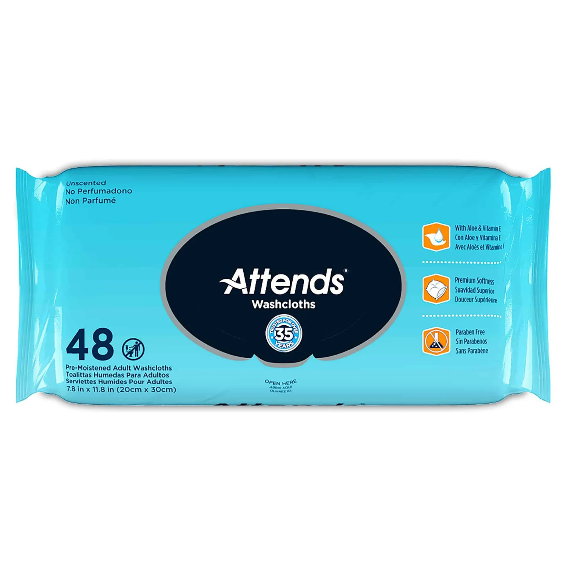 Attends Unscented Washcloths 48ct Attends Unscented Washcloths 48ct
