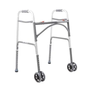 McKesson Adjustable Height Aluminum Folding Walker With Wheels McKesson Adjustable Height Aluminum Folding Walker With Wheels