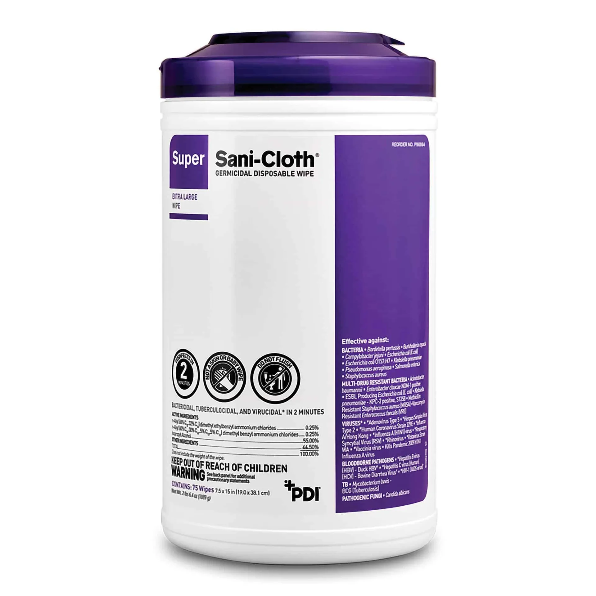 Super Sani-Cloth® Surface Disinfectant Cleaner Premoistened Germicidal NonSterile Alcohol Scent Wipes, X-Large Canister Super Sani-Cloth® Surface Disinfectant Cleaner Premoistened Germicidal NonSterile Alcohol Scent Wipes, X-Large Canister