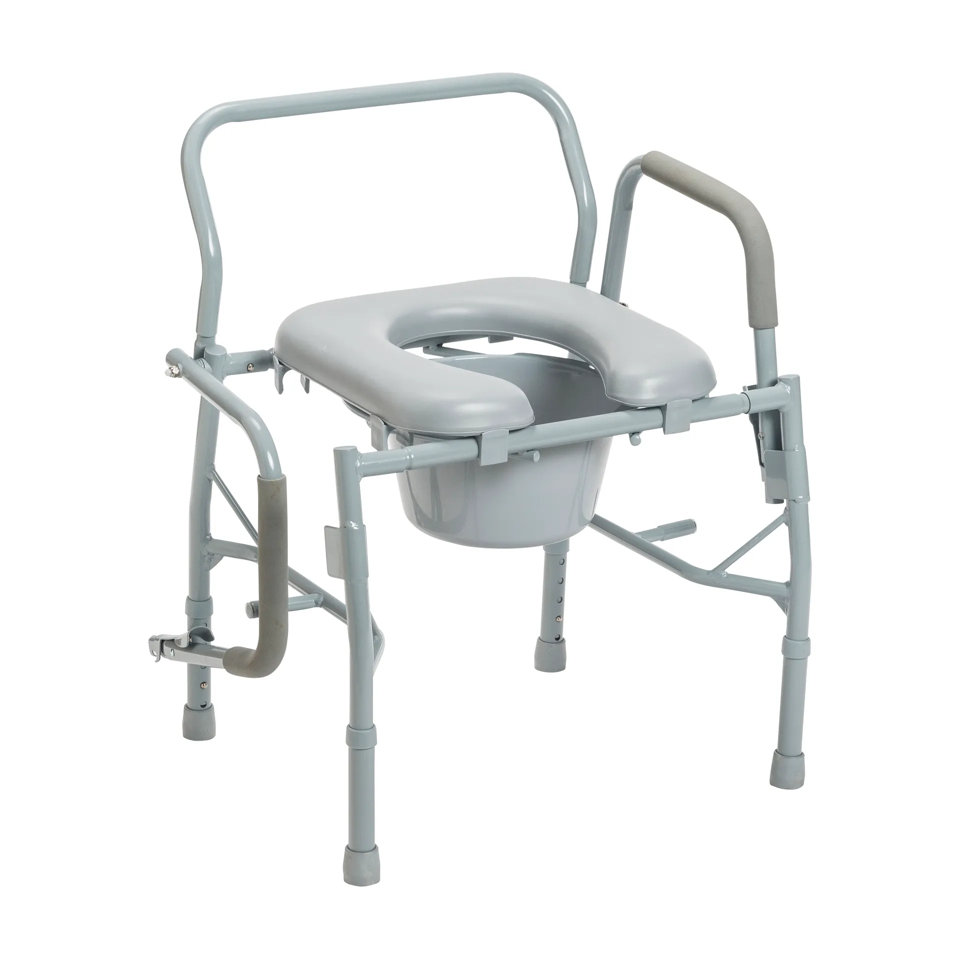 Drive Medical Steel Drop Arm Bedside Commode with Padded Seat and Arms - Image 2