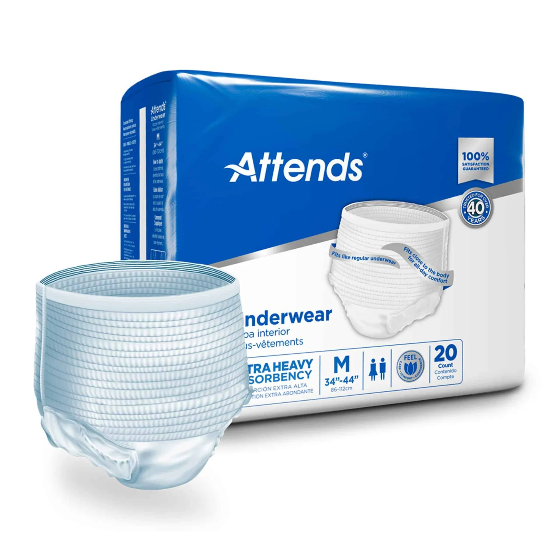 Attends Care Underwear, Heavy Absorbent Adult Incontinence Underwear, Unisex Attends Care Underwear, Heavy Absorbent Adult Incontinence Underwear, Unisex