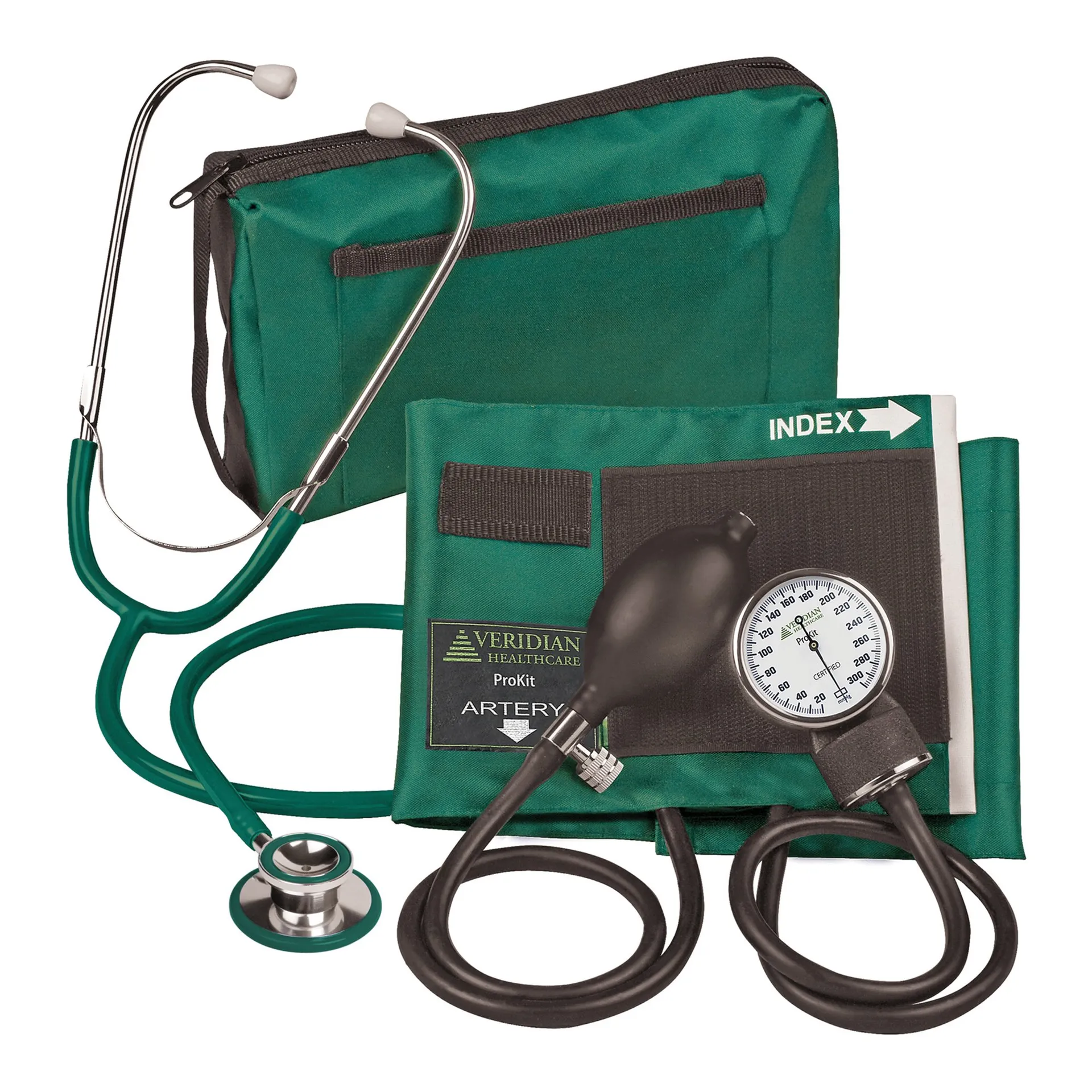 Veridian Aneroid Sphygmomanometer Unit Combo ProKit with Stethoscope, Manual Inflation Veridian Aneroid Sphygmomanometer Unit Combo ProKit with Stethoscope, Manual Inflation