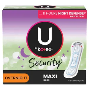 Feminine Pad U by Kotex Security Maxi, Overnight Heavy Absorbency Feminine Pad U by Kotex Security Maxi, Overnight Heavy Absorbency