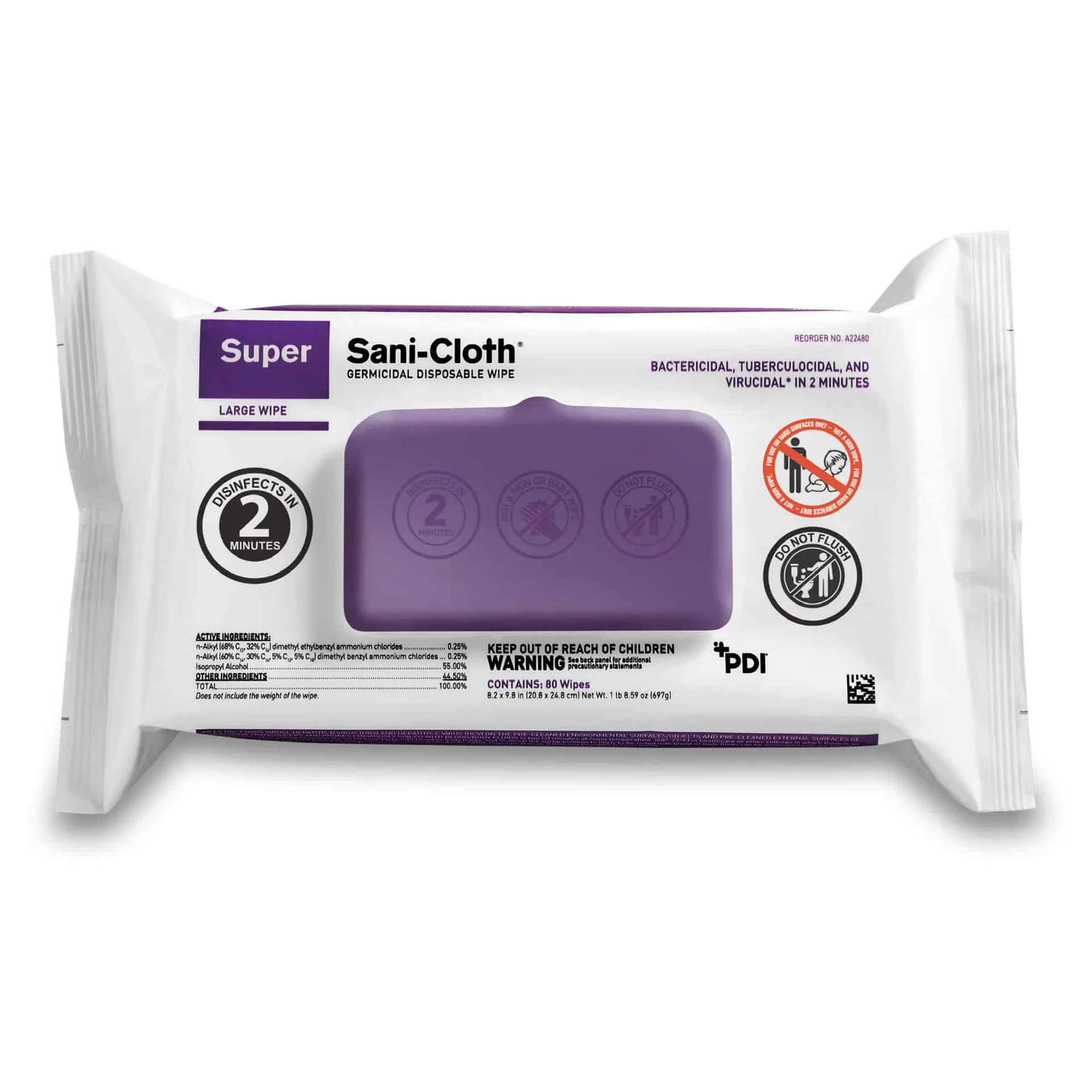 Super Sani-Cloth® Surface Disinfectant Cleaner Premoistened Germicidal NonSterile Alcohol Scent Sof Pack Wipes Super Sani-Cloth® Surface Disinfectant Cleaner Premoistened Germicidal NonSterile Alcohol Scent Sof Pack Wipes