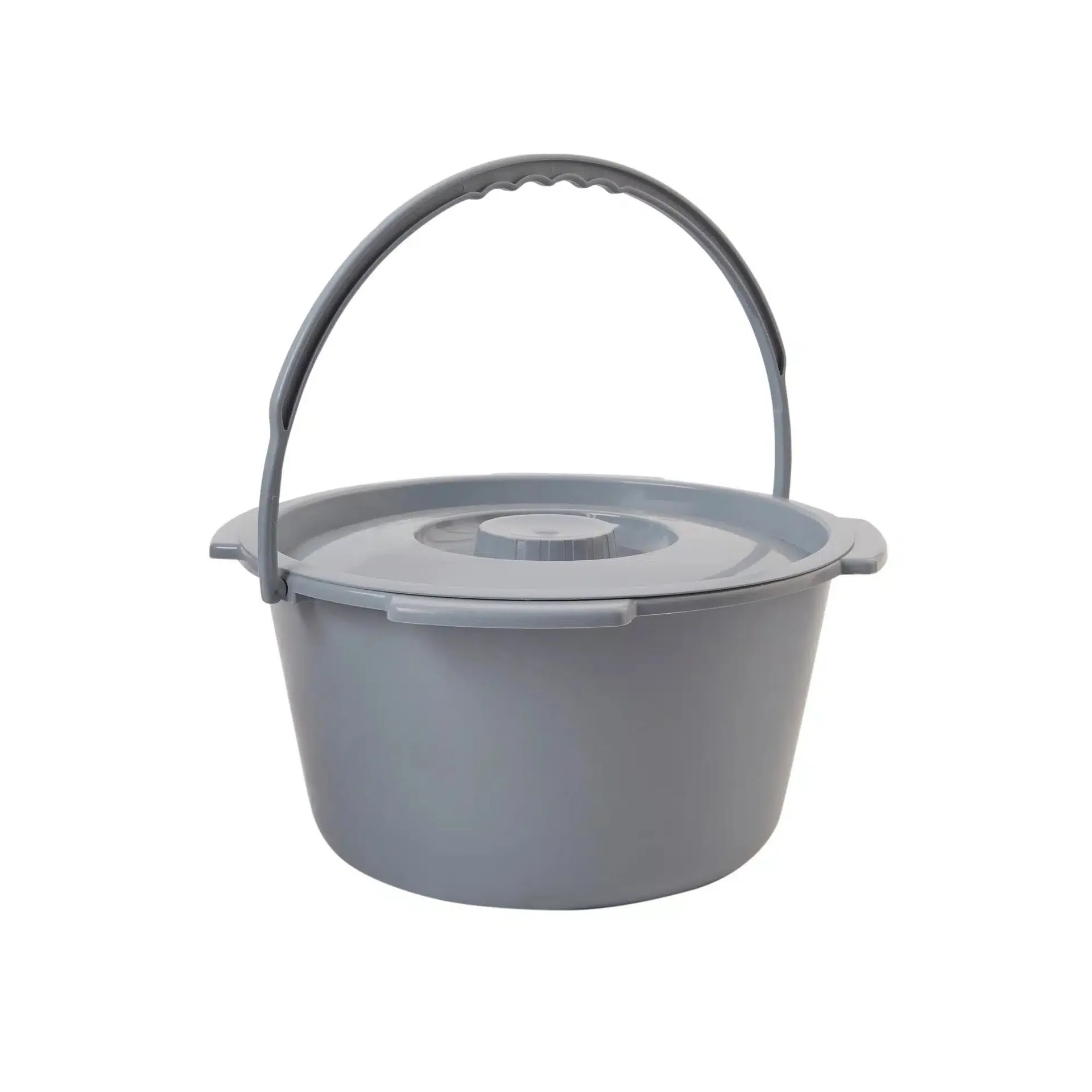 McKesson Commode Bucket With Metal Handle And Cover 7.5 Quart, Gray - Image 3