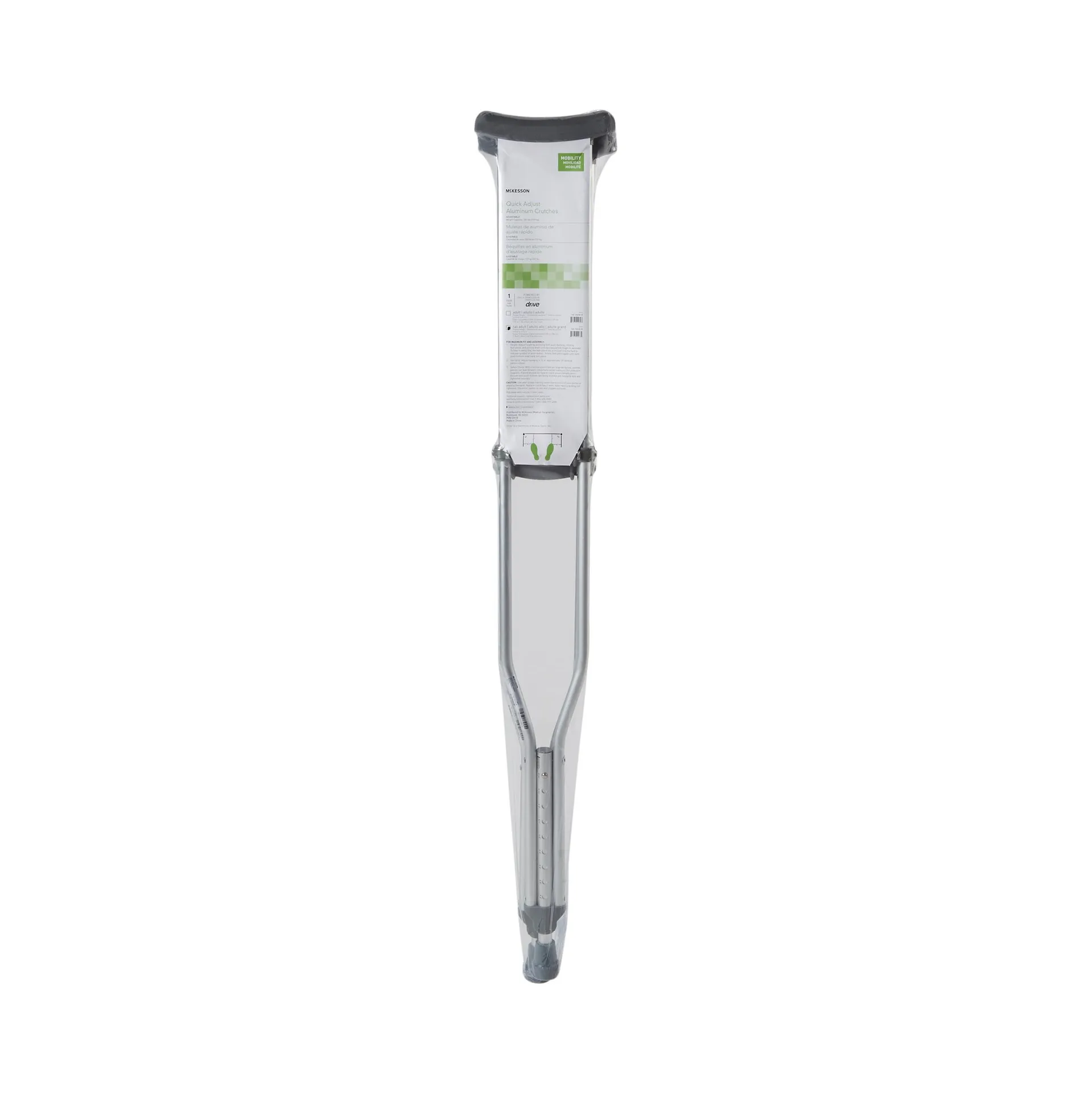 McKesson Underarm Aluminum Crutches With Euro-style clip Adjustable Hand Grips McKesson Underarm Aluminum Crutches With Euro-style clip Adjustable Hand Grips
