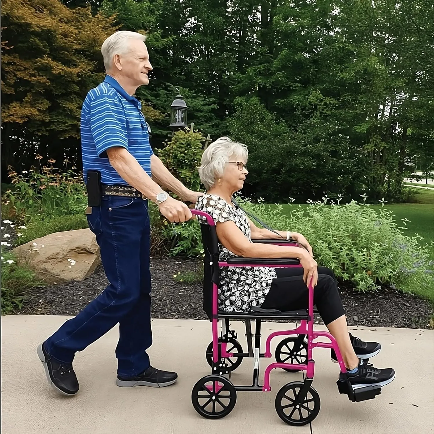 ProBasics Aluminum Lightweight Foldable Transport Chair With 19 inch Seat - Image 4
