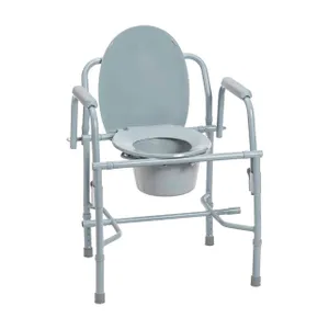 Drive Medical Steel Drop Arm Bedside Commode with Padded Arms Drive Medical Steel Drop Arm Bedside Commode with Padded Arms