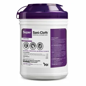 Super Sani-Cloth® Surface Disinfectant Cleaner Premoistened Germicidal NonSterile Alcohol Scent Wipes, Large Canister Super Sani-Cloth® Surface Disinfectant Cleaner Premoistened Germicidal NonSterile Alcohol Scent Wipes, Large Canister