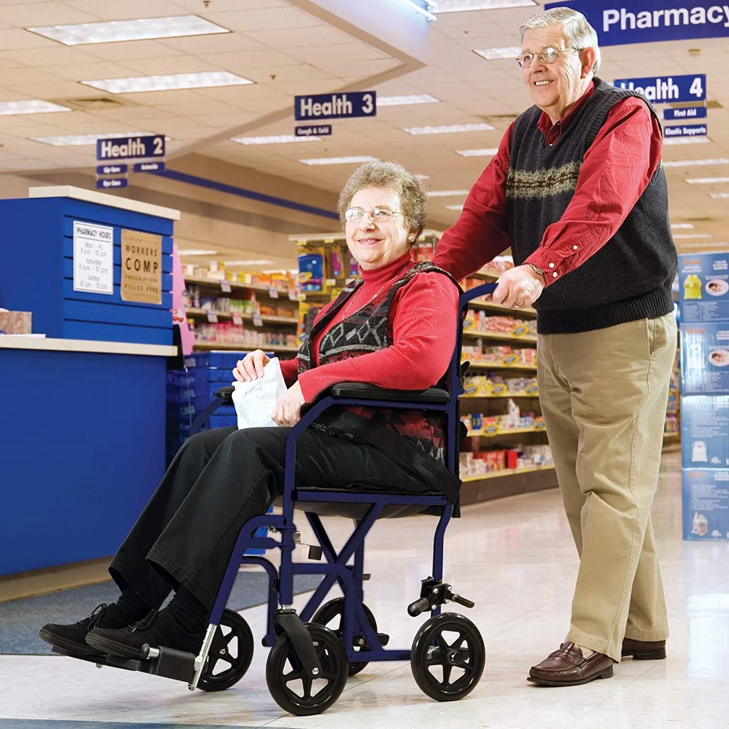 Carex Foldable Lightweight Transport Wheelchair 19" Seat - Image 9