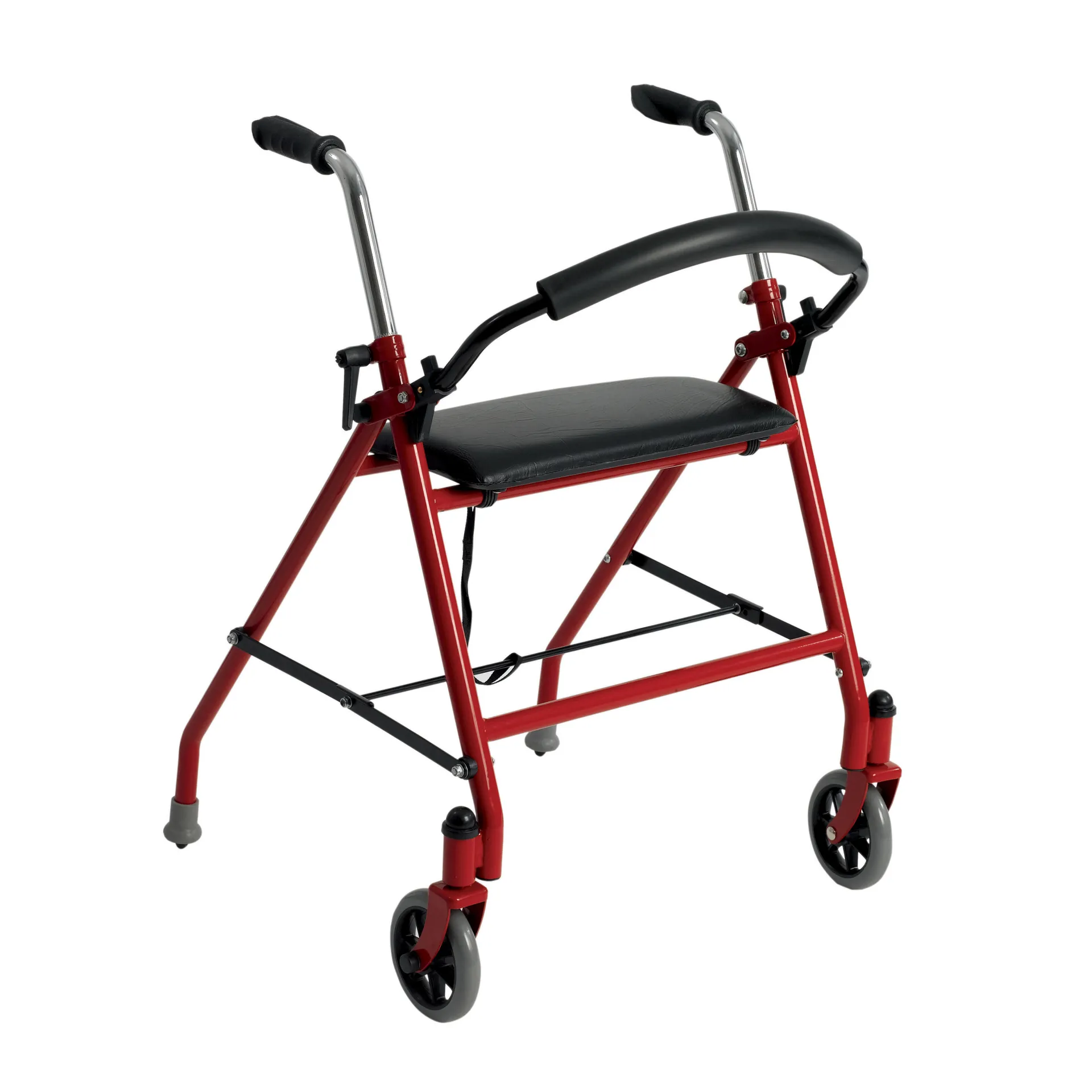 Drive Medical Two Wheeled Walker with Seat, Red Drive Medical Two Wheeled Walker with Seat, Red