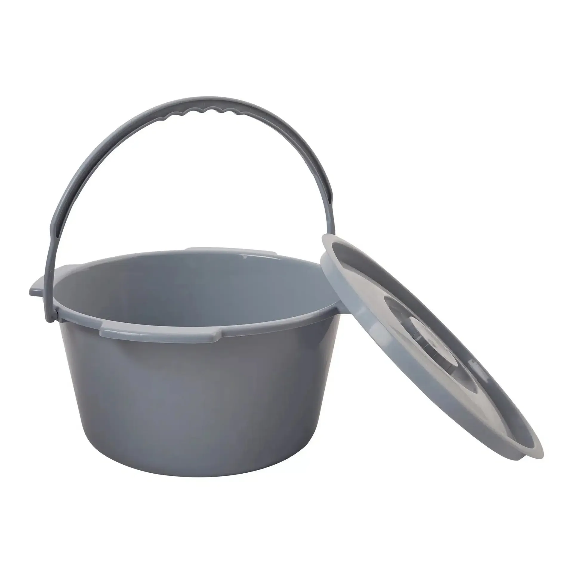 McKesson Commode Bucket With Metal Handle And Cover 7.5 Quart, Gray - Image 2