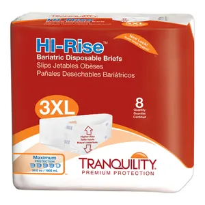 Tranquility HI-Rise Bariatric Disposable Briefs. 3XL & Peach Mat Core Tranquility HI-Rise Bariatric Disposable Briefs. 3XL & Peach Mat Core