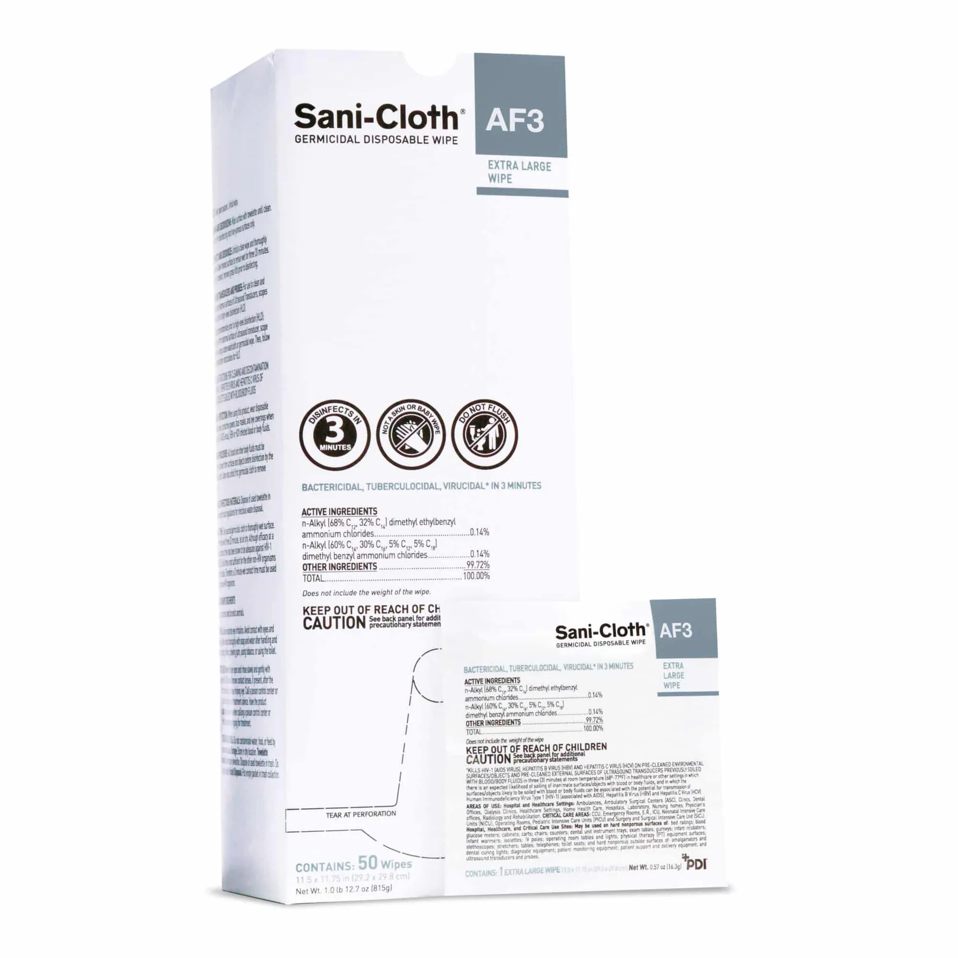 Sani-Cloth® AF3 Surface Disinfectant Cleaner Premoistened Germicidal Wipes, X-Large Individual Packet Sani-Cloth® AF3 Surface Disinfectant Cleaner Premoistened Germicidal Wipes, X-Large Individual Packet