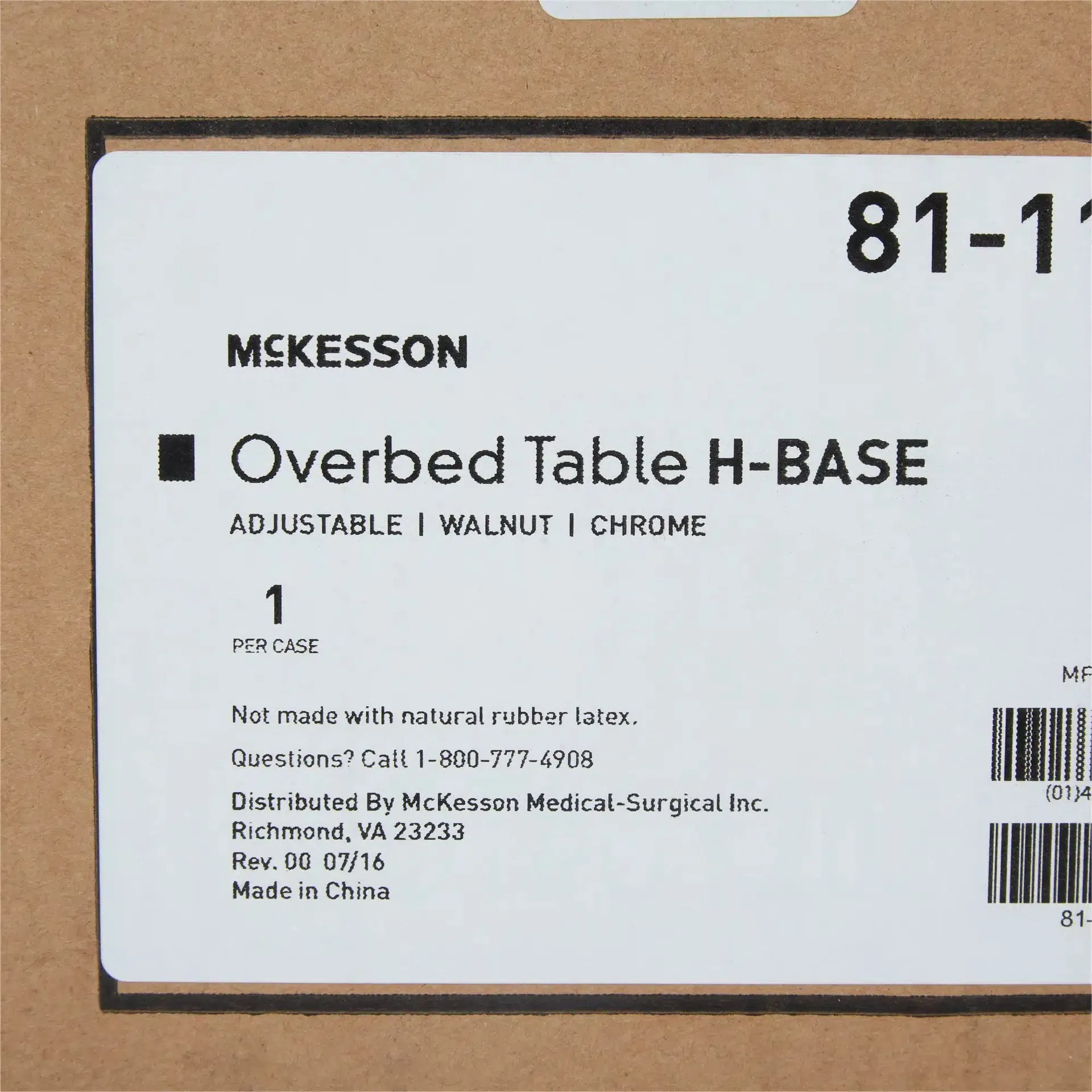 McKesson Overbed Table, Non-Tilt, Spring-Assisted Lift - Image 3
