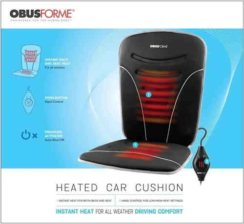 ObusForme Heated Car Seat Cushion - Back & Seat - Image 4