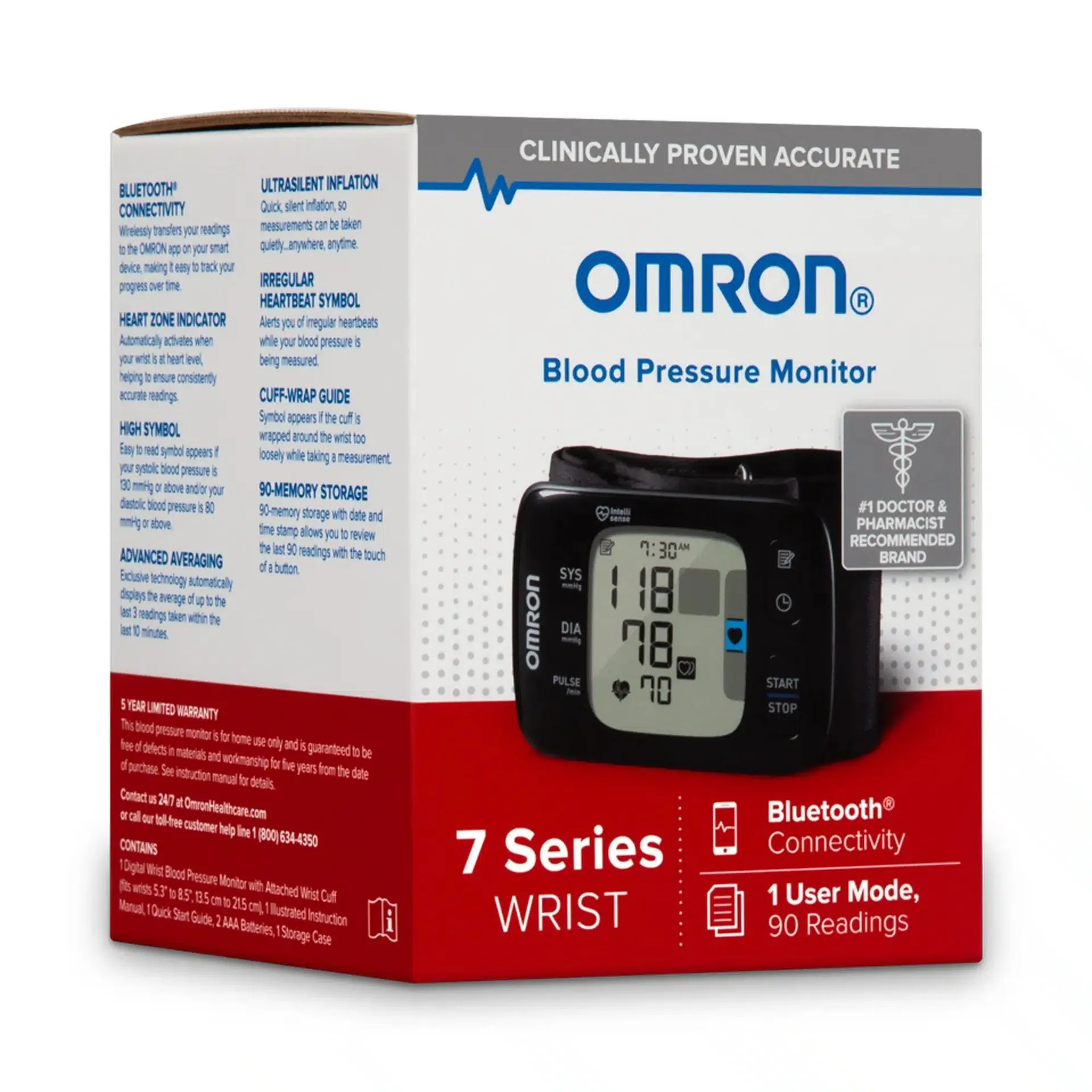 Omron 7 Series Wireless Wrist Digital Blood Pressure Monitor Adult 1 Size Fits Most 5.3 - 8.5 in - Image 5