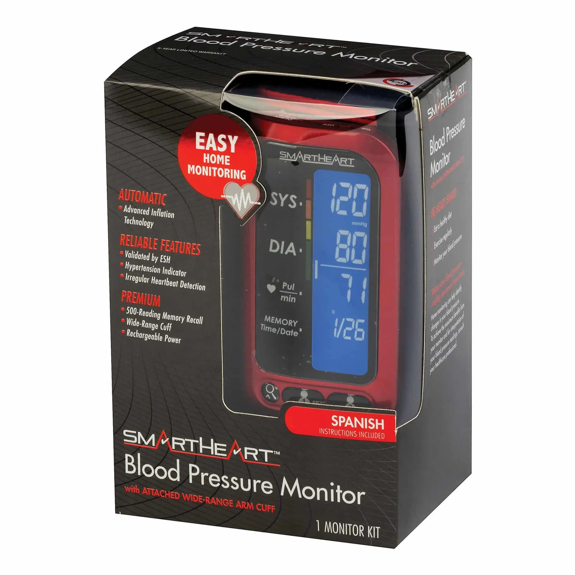 Veridian SmartHeart Arm Blood Pressure Monitor With Wide-Range Arm Cuff Veridian SmartHeart Arm Blood Pressure Monitor With Wide-Range Arm Cuff
