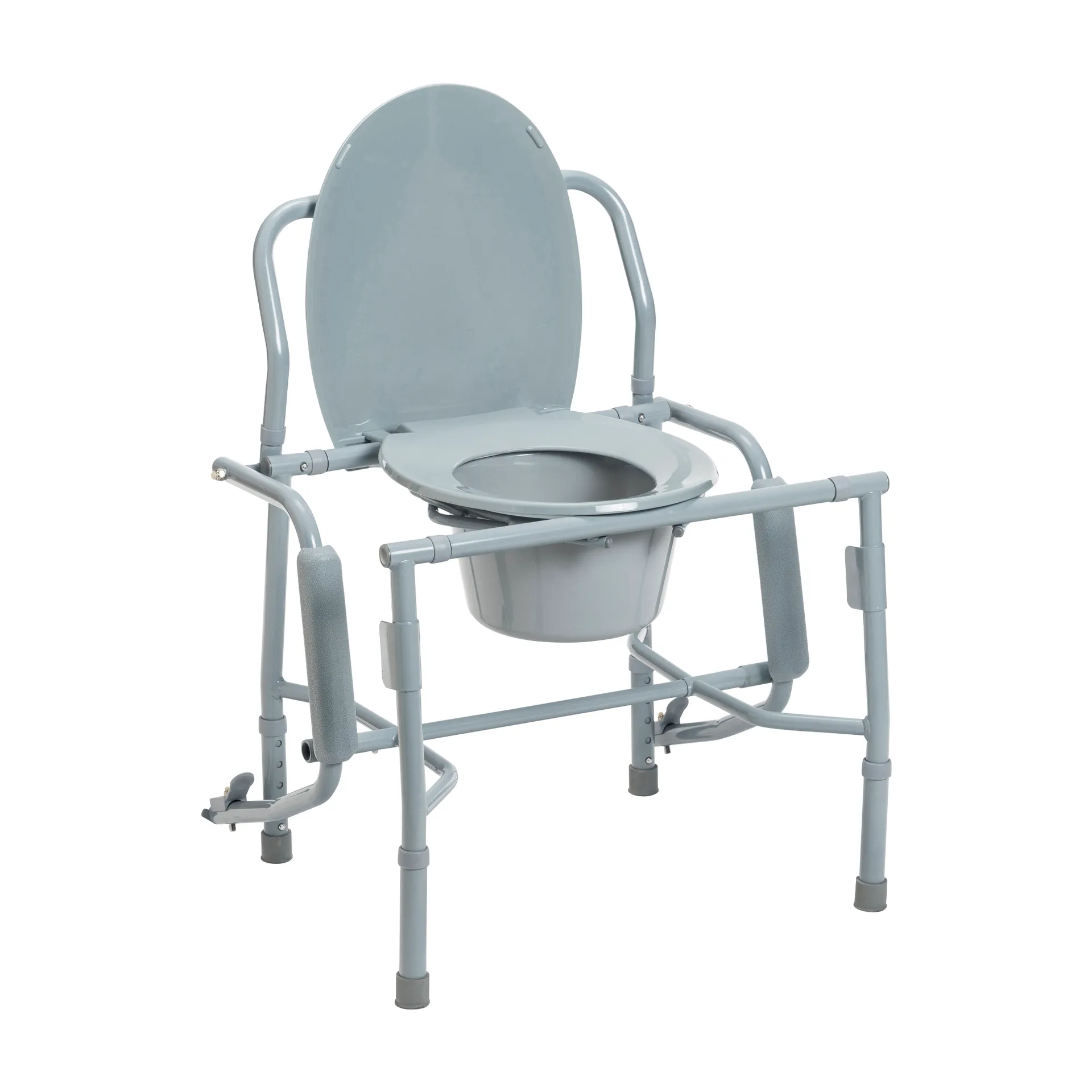 Drive Medical Steel Drop Arm Bedside Commode with Padded Arms - Image 4