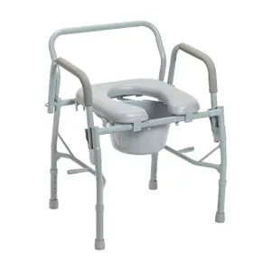 Drive Medical Steel Drop Arm Bedside Commode with Padded Seat and Arms Drive Medical Steel Drop Arm Bedside Commode with Padded Seat and Arms
