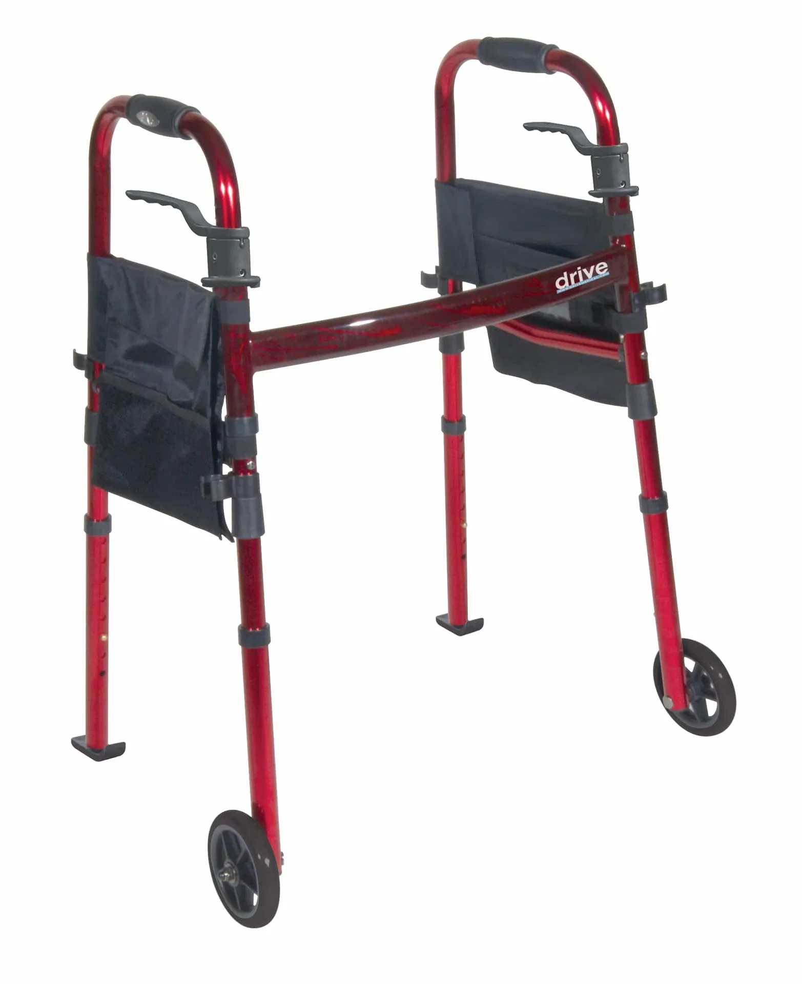 Drive Medical Portable Folding Travel Walker with 5″ Wheels and Fold up Legs Drive Medical Portable Folding Travel Walker with 5″ Wheels and Fold up Legs