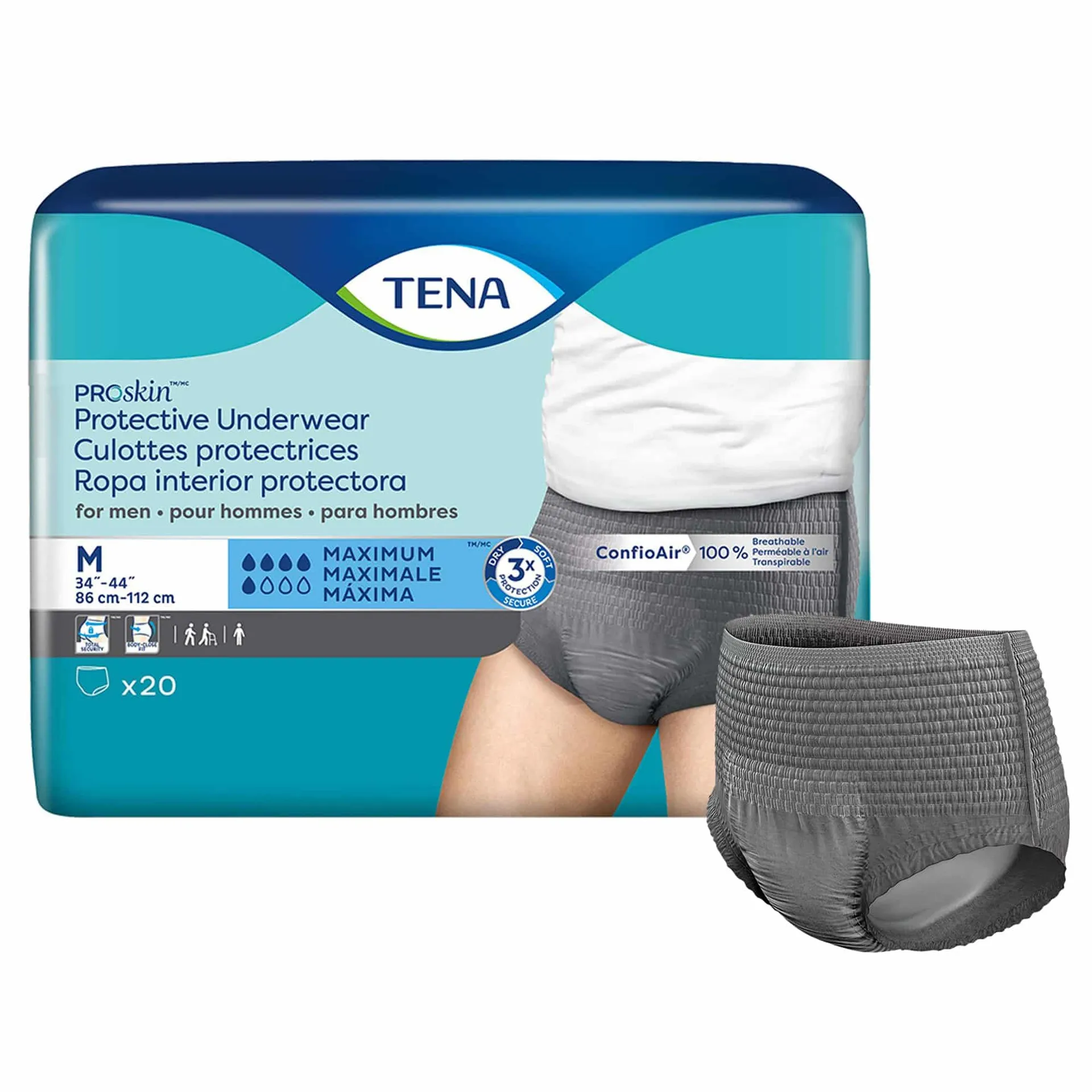 TENA ProSkin Incontinence Underwear for Men with Maximum Absorbency TENA ProSkin Incontinence Underwear for Men with Maximum Absorbency
