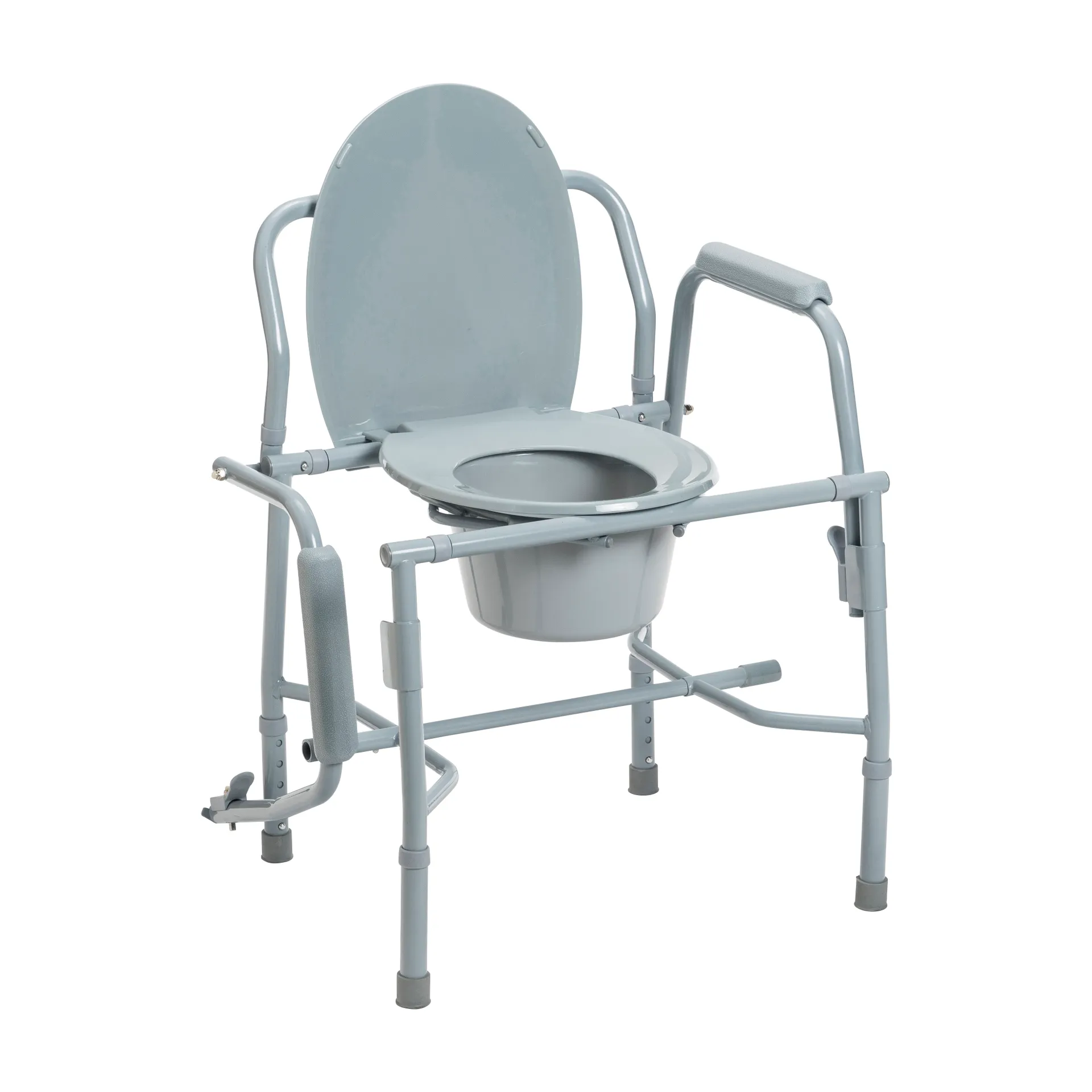 Drive Medical Steel Drop Arm Bedside Commode with Padded Arms - Image 5