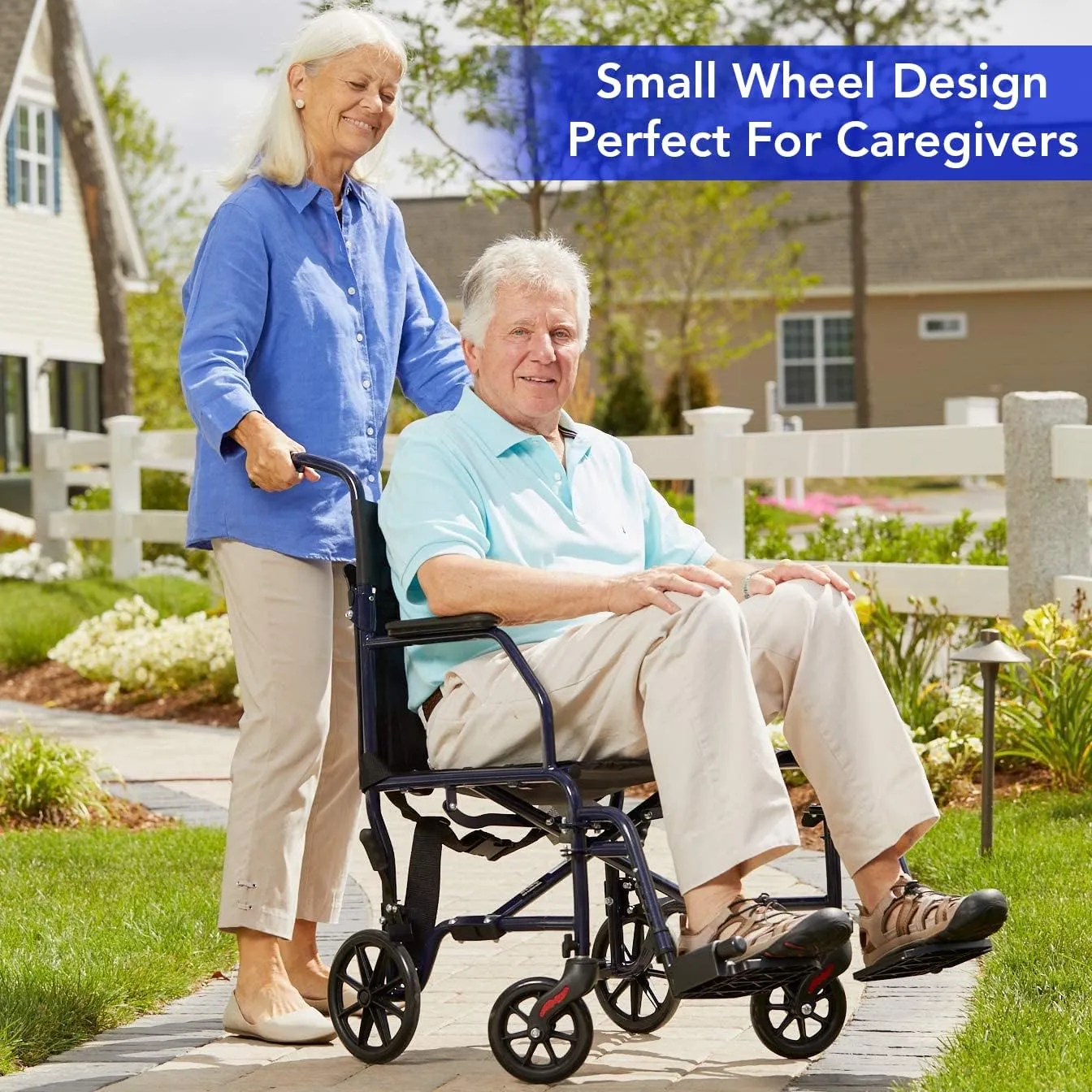 Carex Foldable Lightweight Transport Wheelchair 19" Seat - Image 2
