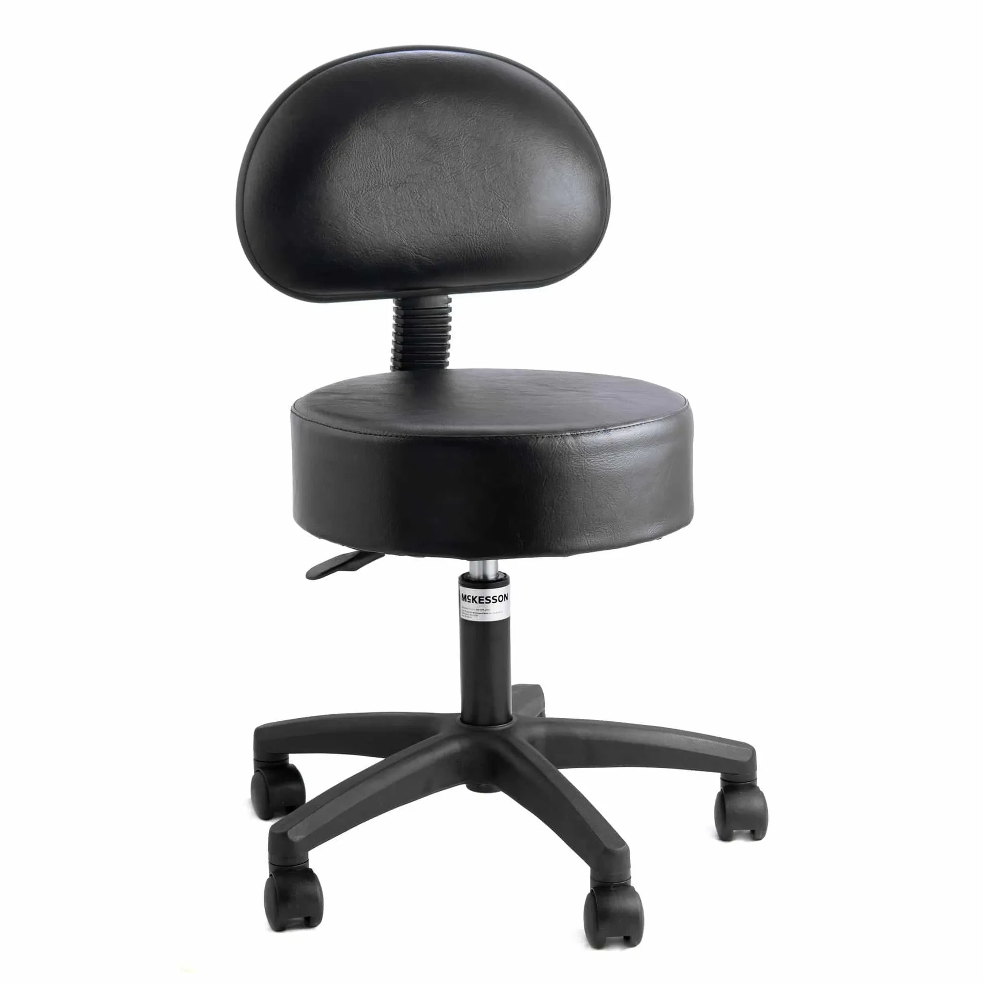 McKesson Exam Stool with Backrest Pneumatic Height Adjustment 5 Casters Black McKesson Exam Stool with Backrest Pneumatic Height Adjustment 5 Casters Black