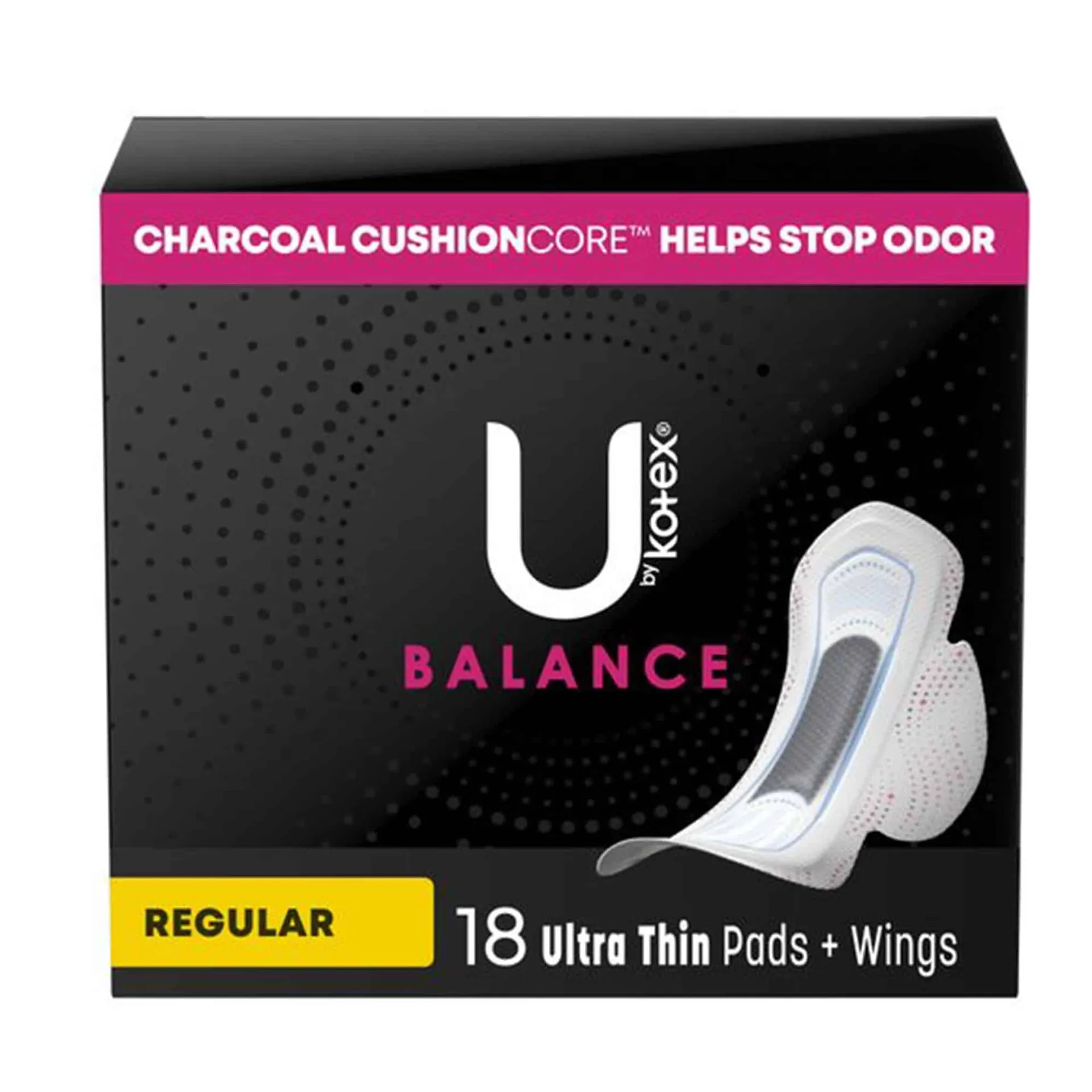 Feminine Pad U by Kotex Balance Ultra Thin with Wings Regular Absorbency Feminine Pad U by Kotex Balance Ultra Thin with Wings Regular Absorbency