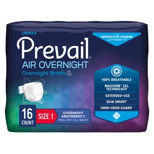 Prevail Air Overnight Briefs Highest Absorbency Level Unisex Prevail Air Overnight Briefs Highest Absorbency Level Unisex