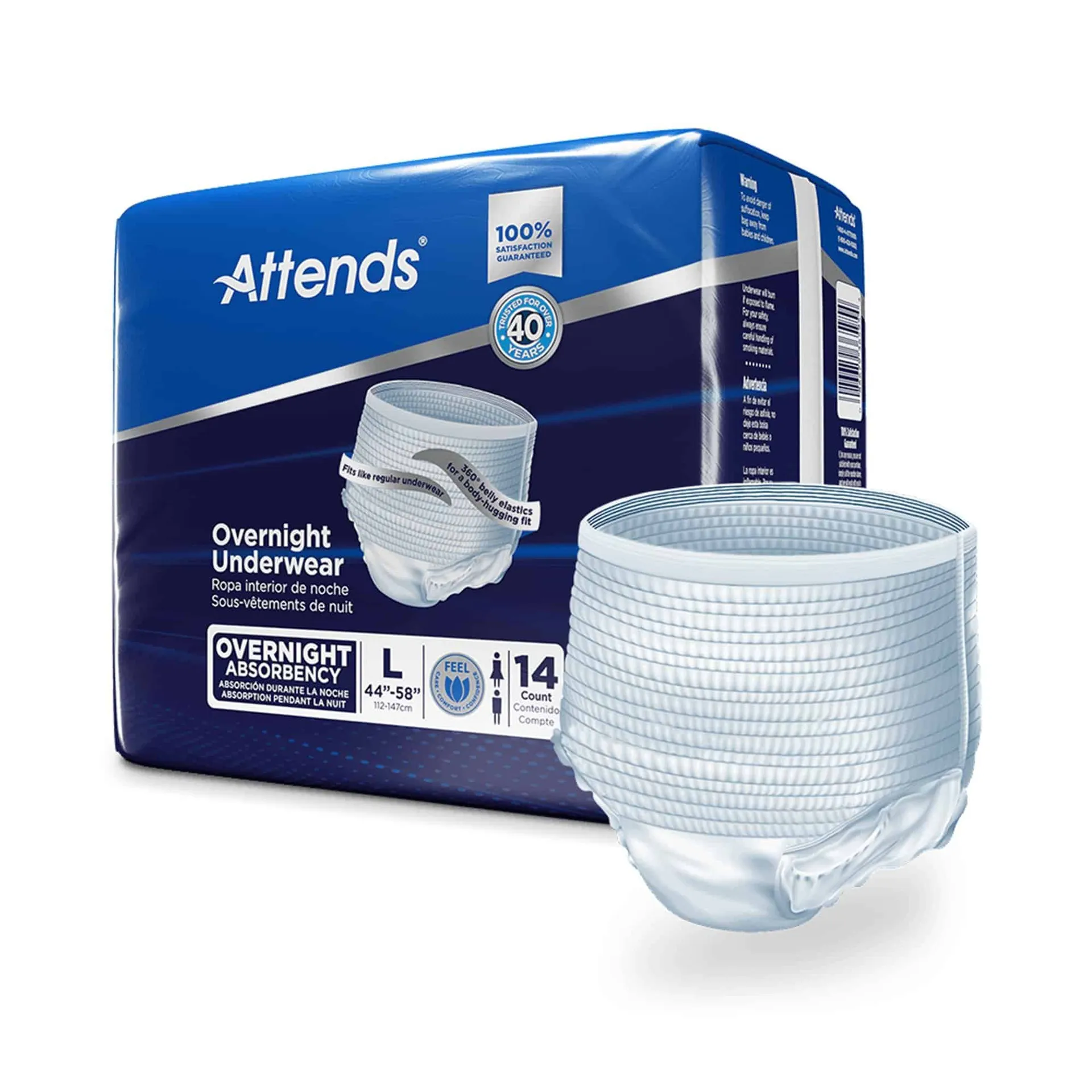 Attends Overnight Underwear with Extended Wear Protection, Heavy Absorbency Unisex Attends Overnight Underwear with Extended Wear Protection, Heavy Absorbency Unisex