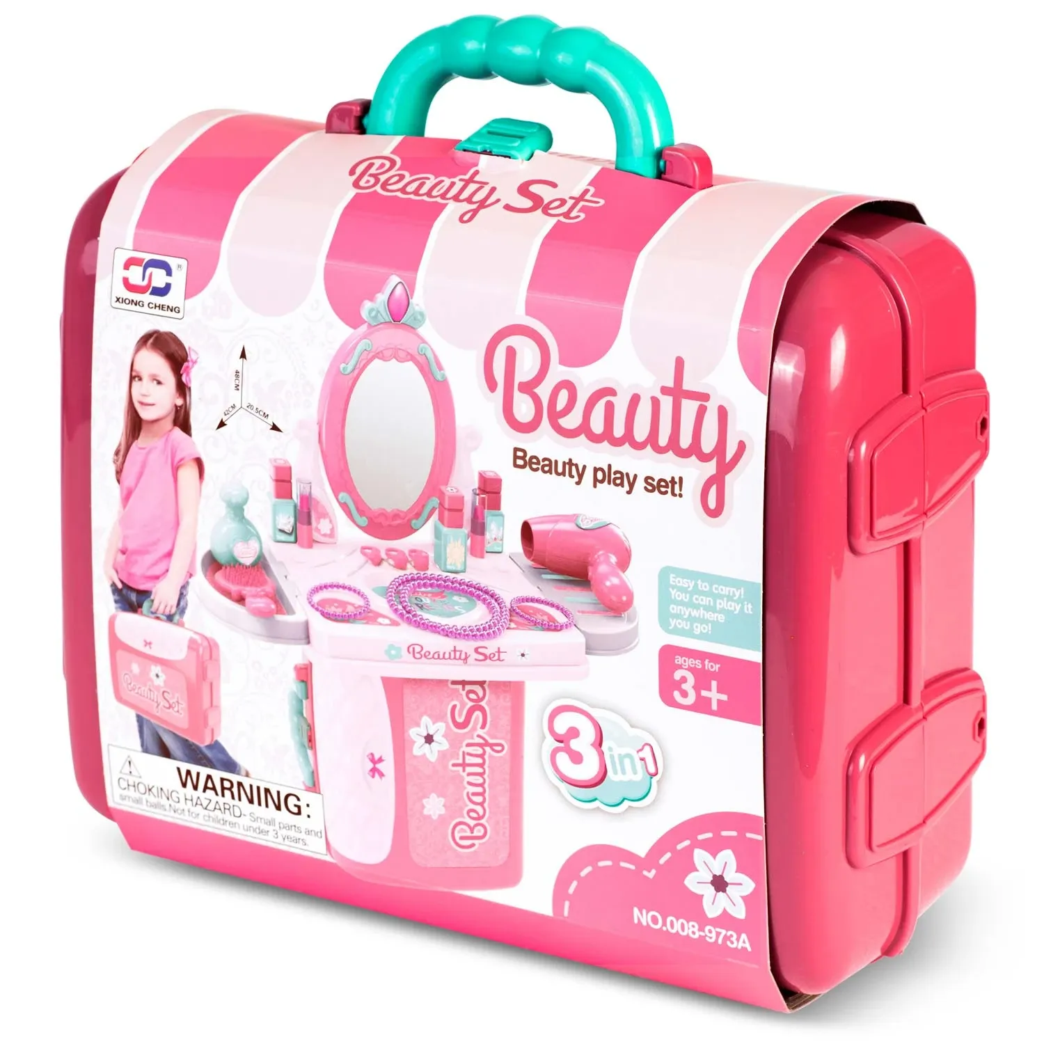 Tualetinis staliukas-lagaminas mergaitėms su veidrodžiu Ricokids 773300 - nuotrauka 1