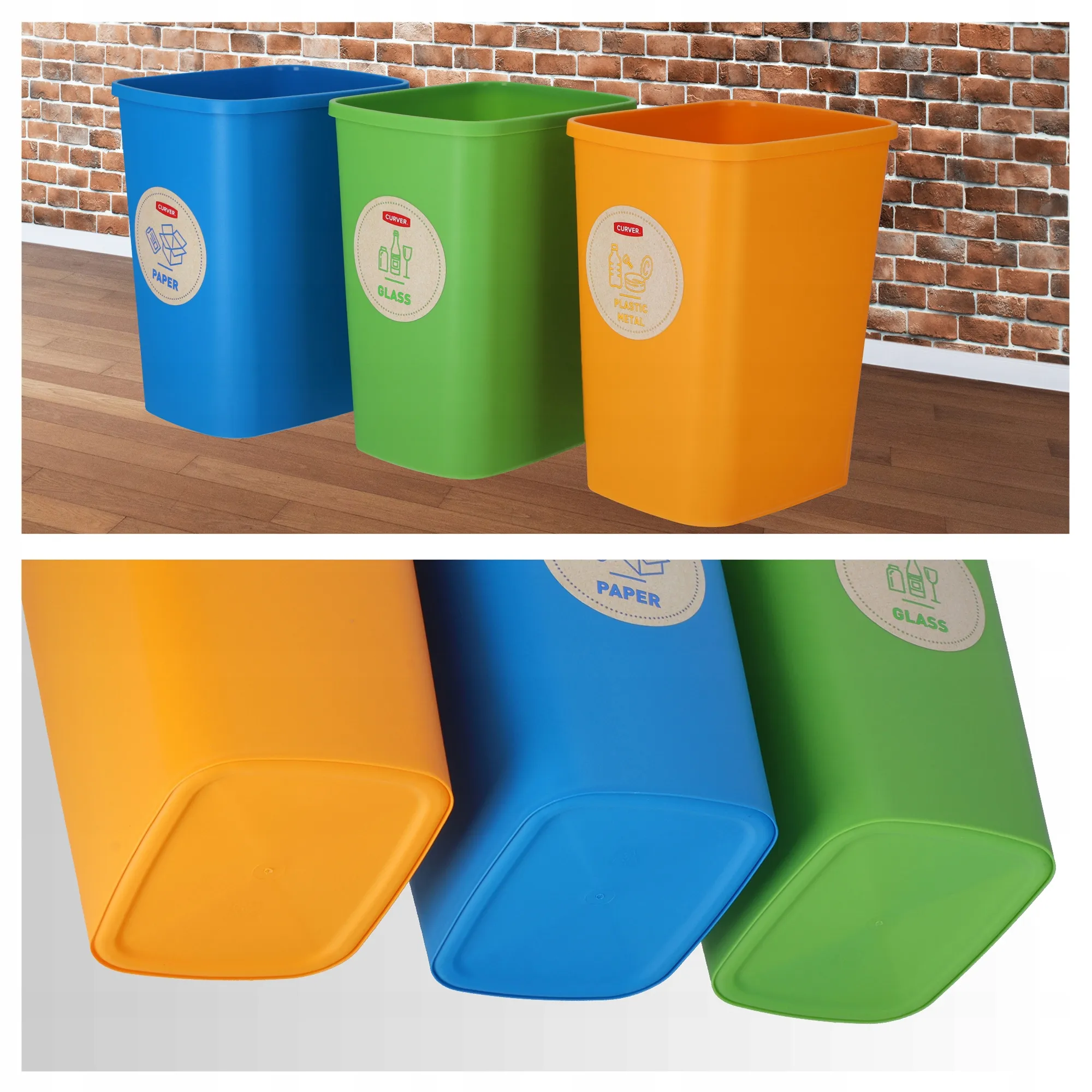 „Curver“ apverčiama šiukšliadėžė 3 x 25 l, daugiaspalvė