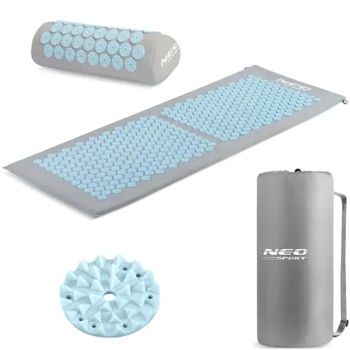 „Neo-Sport NS-901“ akupresūros kilimėlis su smaigaliais, pilkas ir mėlynas - nuotrauka 1